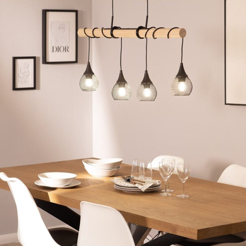 Lustre cuisine noir et bois – Image 3