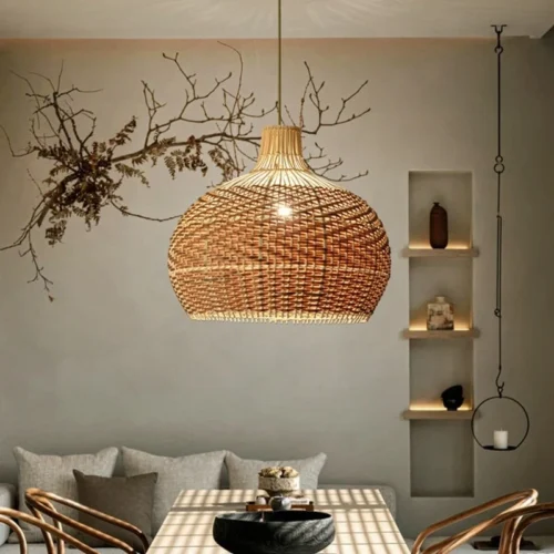 Lustre rotin salon