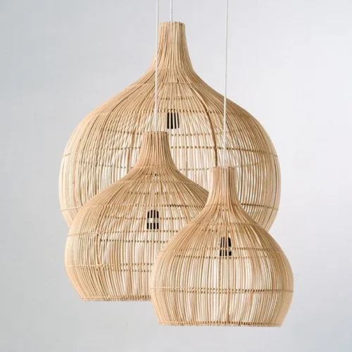 Lustre rotin grande taille