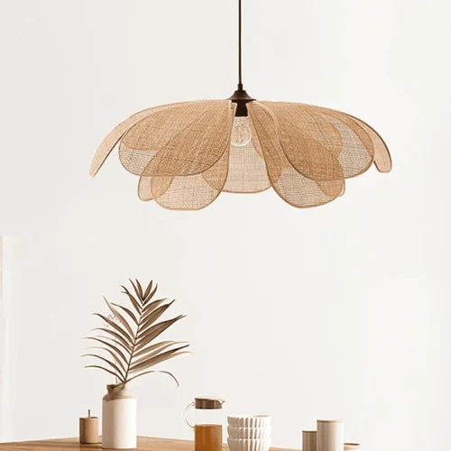Lustre rotin fleur
