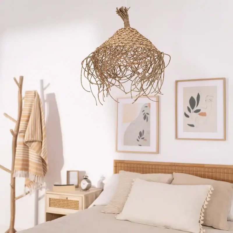 Lustre paille chambre