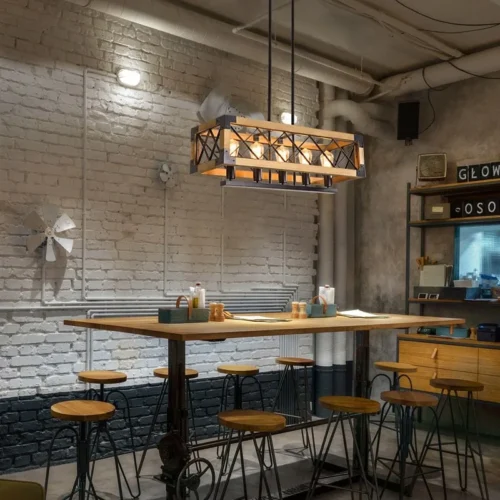 Lustre bois et metal