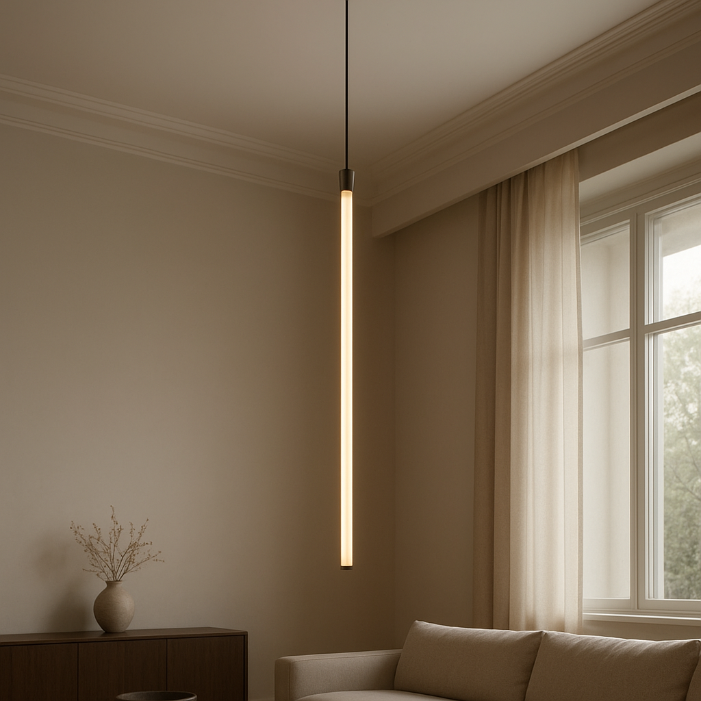 Quel lustre choisir pour un salon avec plafond haut ? 2 Longueur de suspension adaptée à un plafond haut