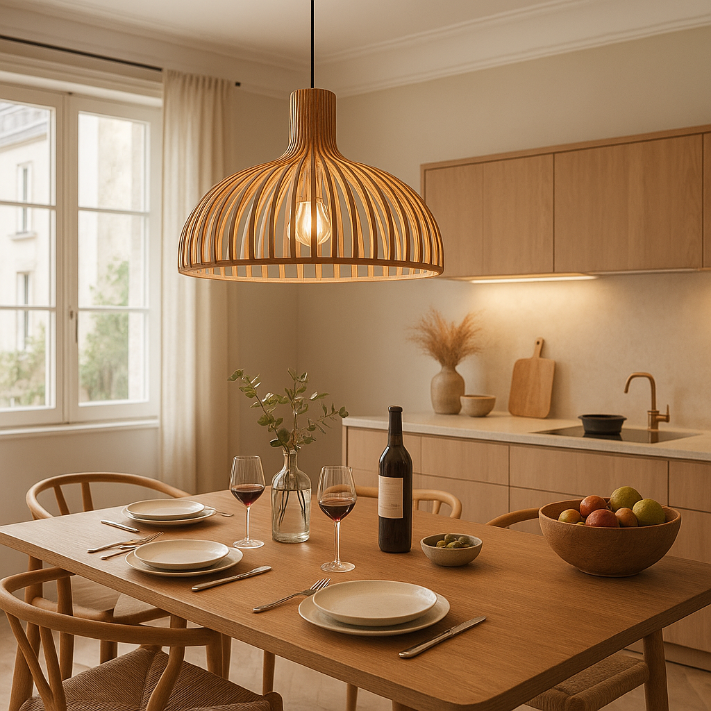 lustre bois cuisine idée déco
