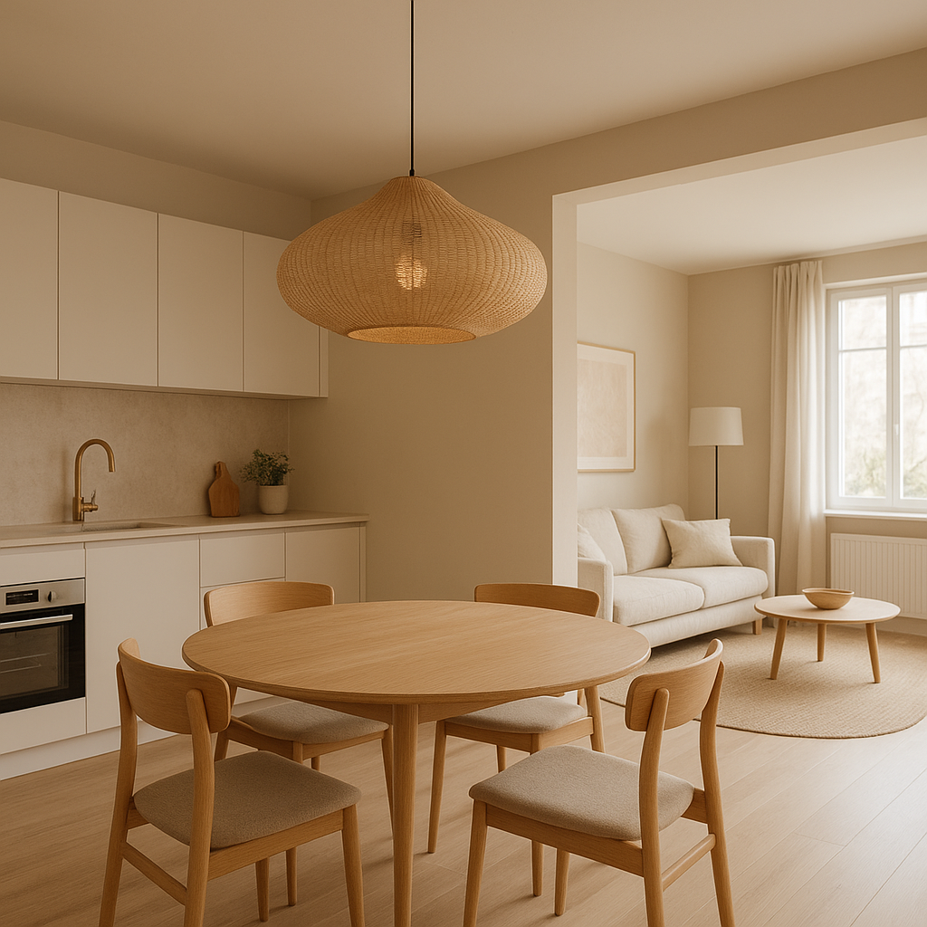 Quel lustre pour une cuisine ouverte ? Les bons choix selon l’espace 2 Lustre décoratif pour la zone repas d’une cuisine ouverte