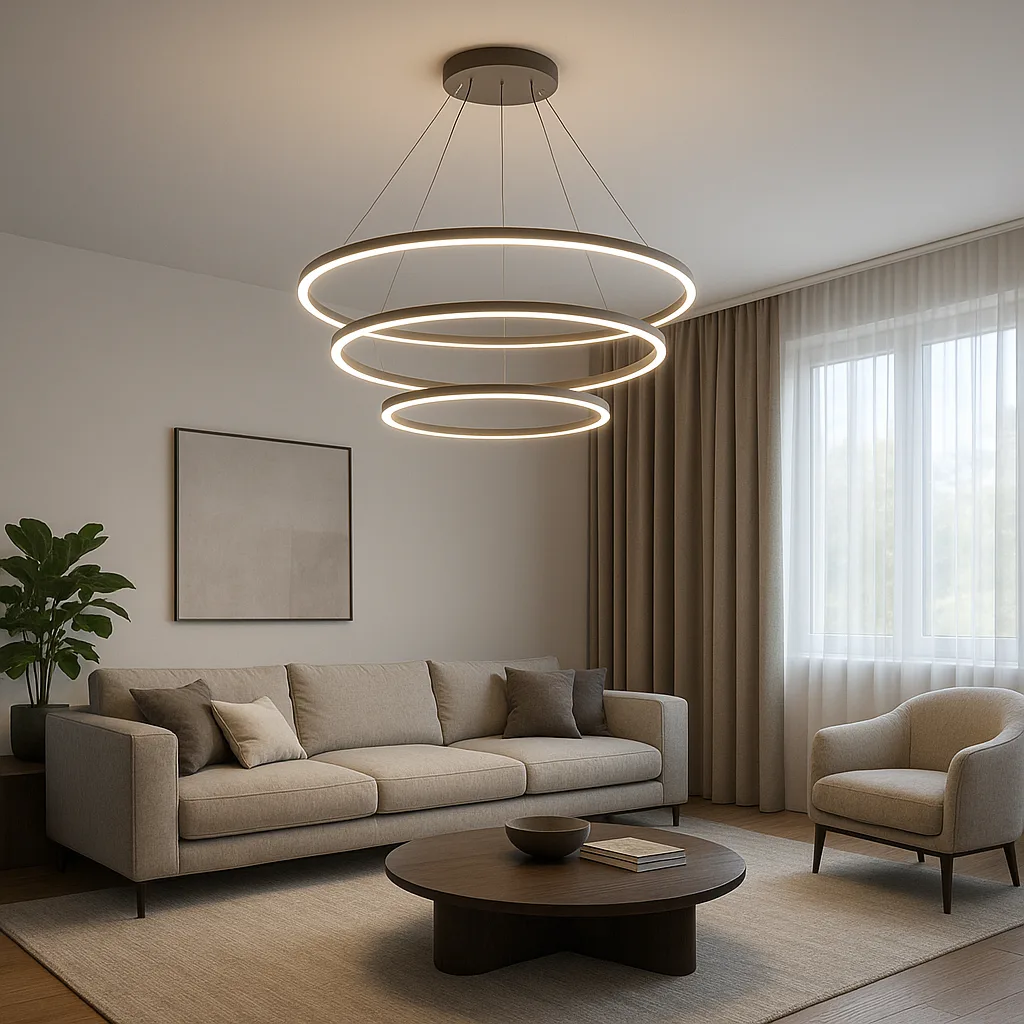 Lustre LED design pour grand salon moderne